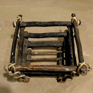 Circa 1928 Adirondack Small Twig Basket 5" X 5.25" Museum Quality